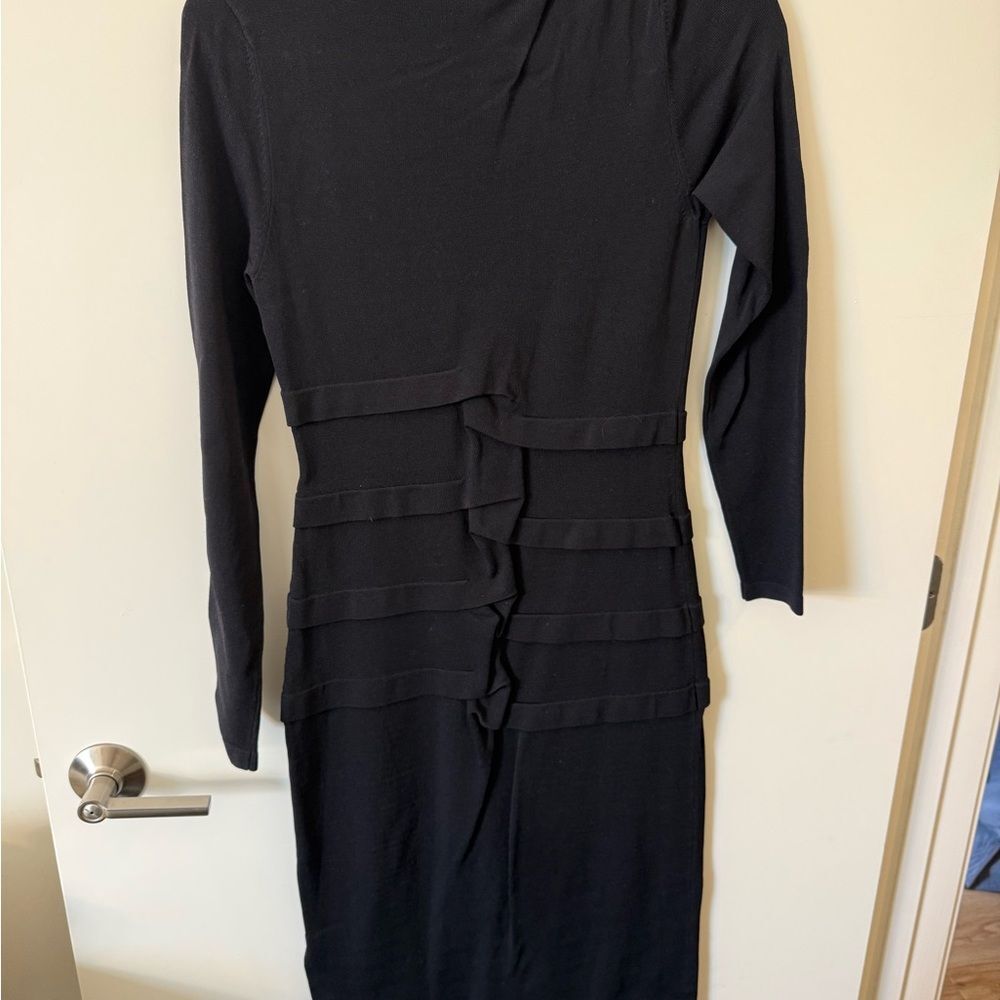 Artelier Nicole Miller Black Long Sleeve Sweater Dress